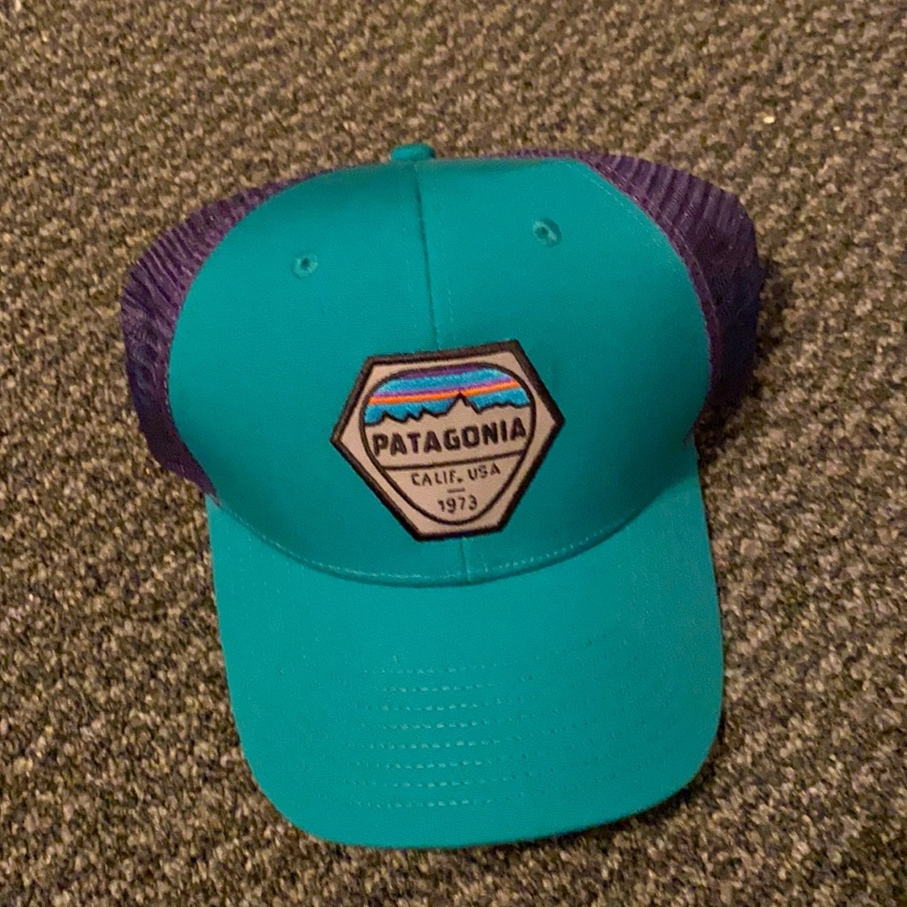 Patagonia Teal and Purple Trucker Hat